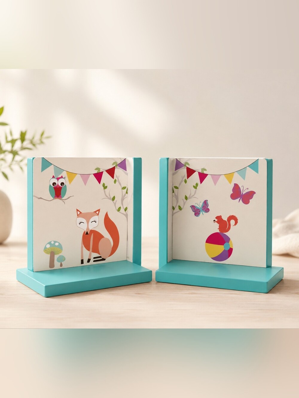 Whimsical Kids Woodland Bookends 🦊🦉📚